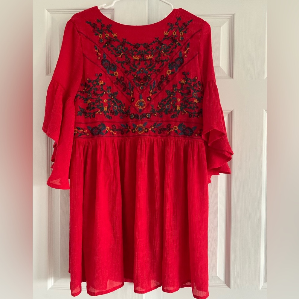 Altar'd State Embroidered Floral Bell Sleeve Dress
